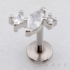 CZ MARQUISE SQUARE ROUND BEZEL THREADLESS (PUSH IN) 316L SURGICAL STEEL LABRET SET